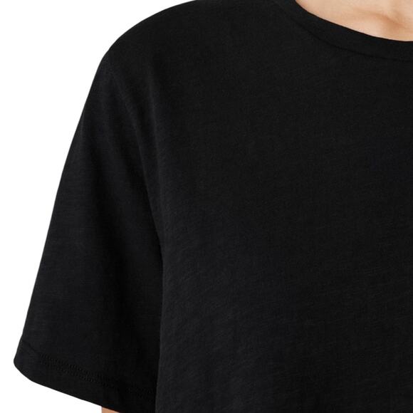 Eileen Fisher Black Cotton Crew Neck Tee, Cropped, Capsule, Casual, Weekend XS - Picture 2 of 9